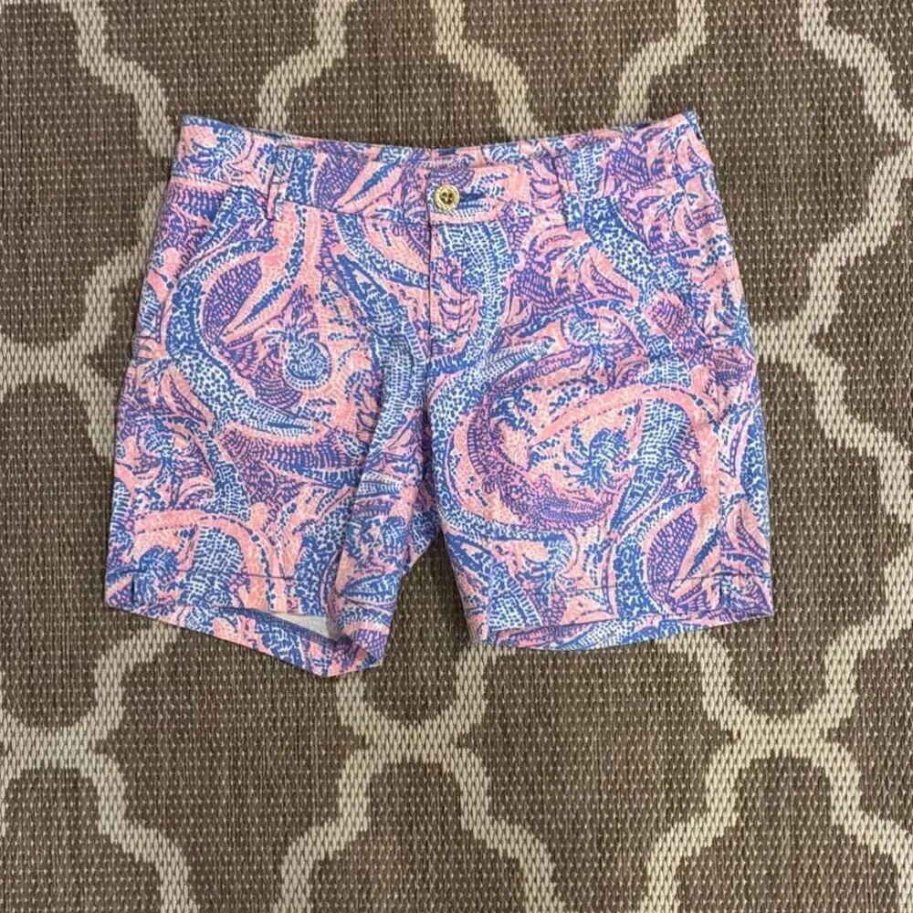 Lilly Pulitzer Jayne stretch Blue Maybe Gator shorts size 4